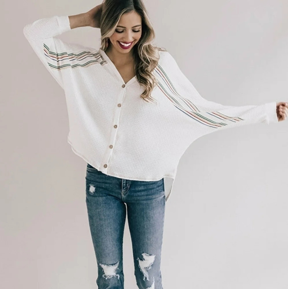 Impressions Sunshine and Sangria Waffle Knit Top